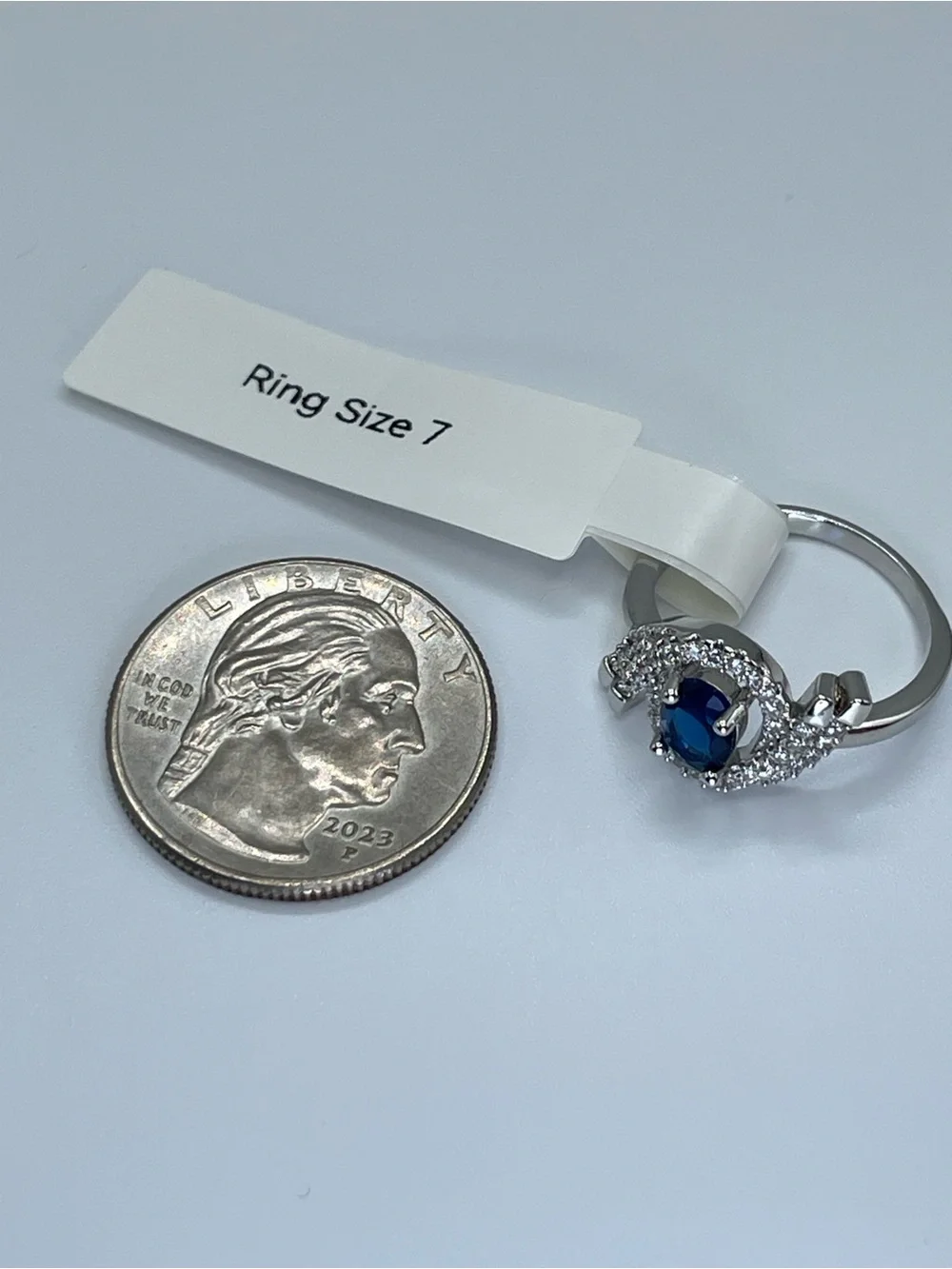 Swarovski Crystal Elements Sapphire Blue Swarovski Elements Halo Ring Size 7